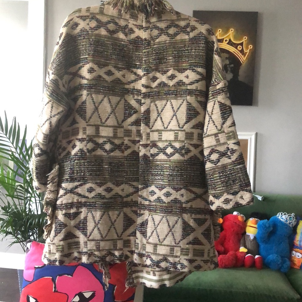 Zara Basic Outerwear Multicolor Boho Aztec Jacqua… - image 7
